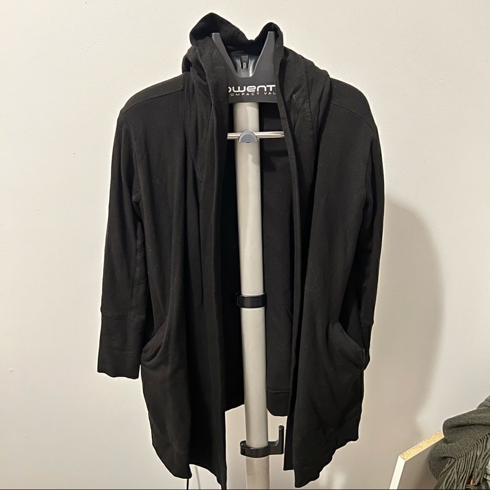 DKNY Black Hooded Cardigan W Pockets Size Small